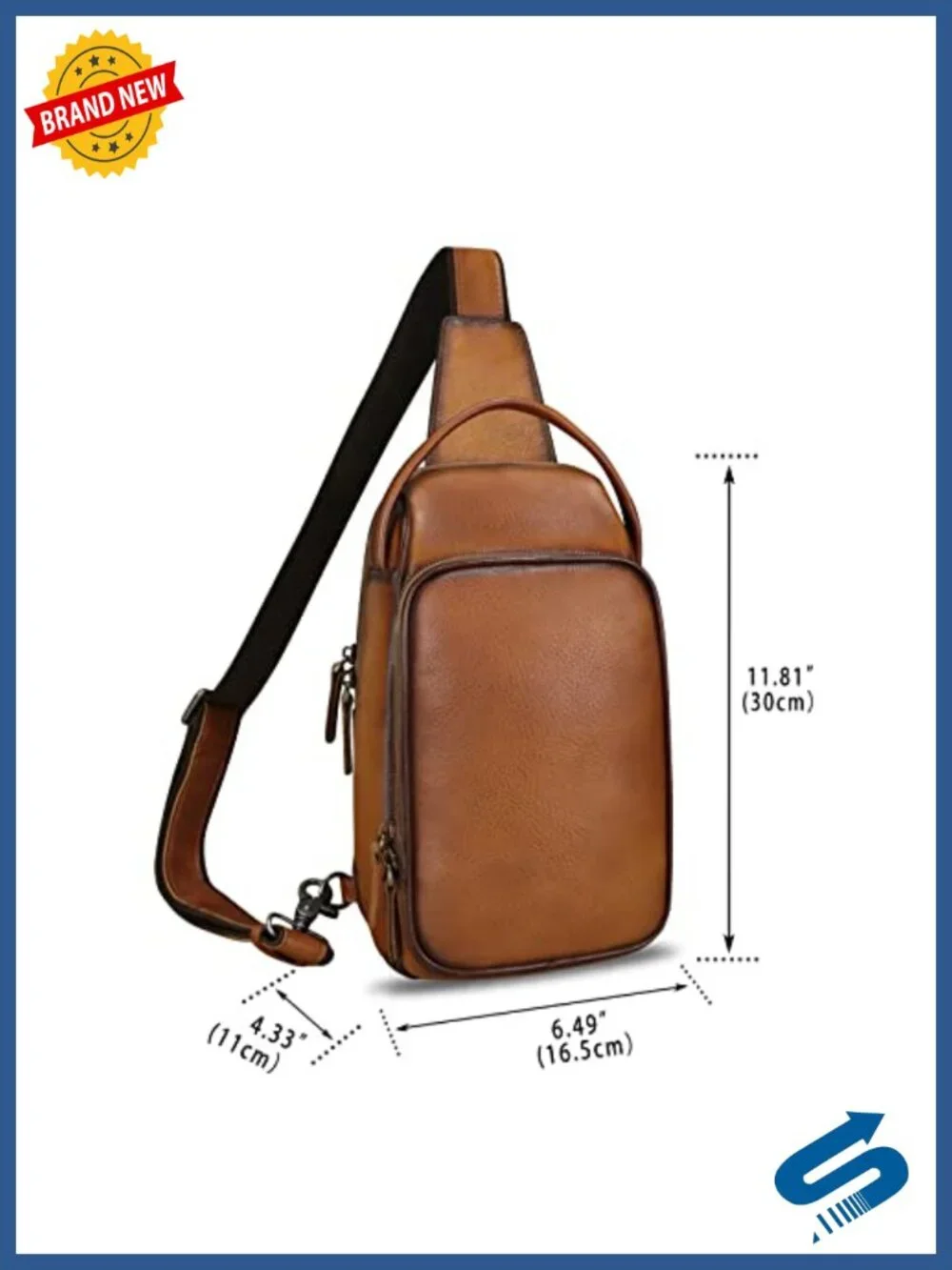 Genuine Leather Sling Bag Hiking Crossbody Daypack Anti-Theft Shoulder Bag